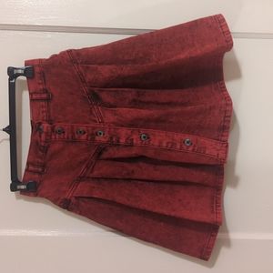 Acid Washed A-line Western 80s Vintage red Skirt